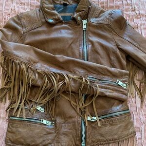 Fringed Brown Leather Jacket